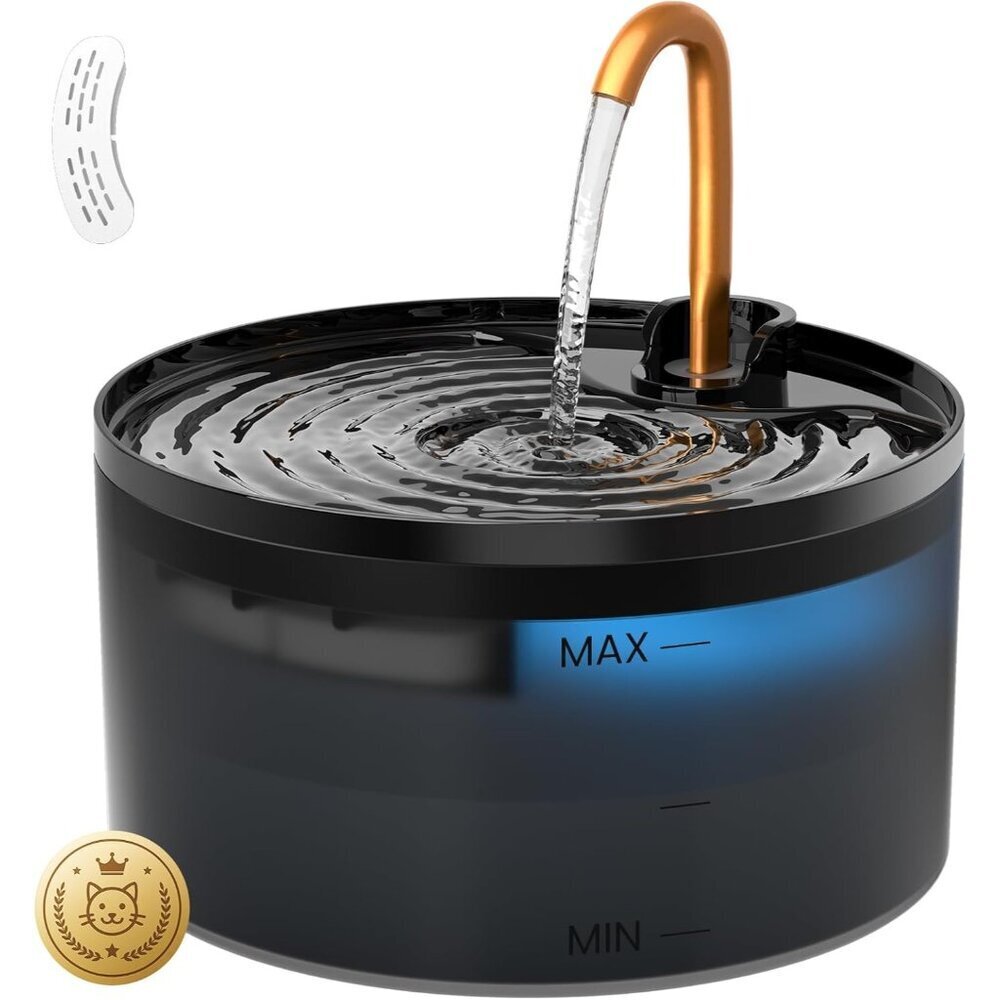 Black 2.1L Automatic Pet Water Fountain with Ultra-Quiet Pump Water Dispenser
